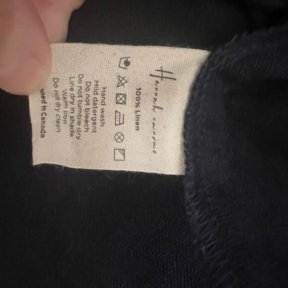 Hannah canvas 100% Linen Buttondown Navy Blue Top Lagenlook Relaxed Medium - Picture 3 of 4